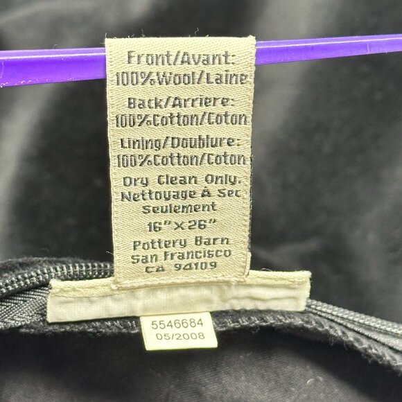 Pottery Barn Jacquard Velvet Lumbar Pillow Cover Black White Paisley 16 x26 Set - Picture 5 of 9